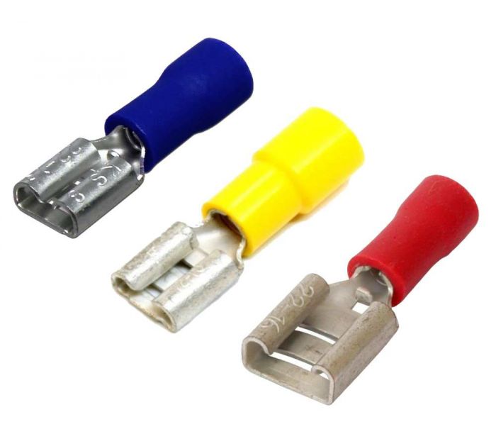 Fully Insulated Push On Terminals Pk 50 Blue 4.8mm Female Spade Connectors
