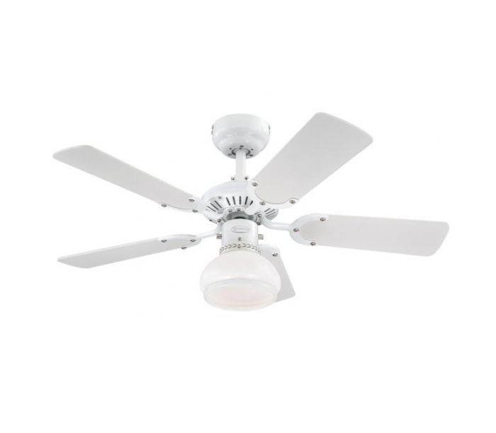 36 in Ceiling Fan White Indoor w/ Dome Opal Glass Cover and 6 Reversible Blades 