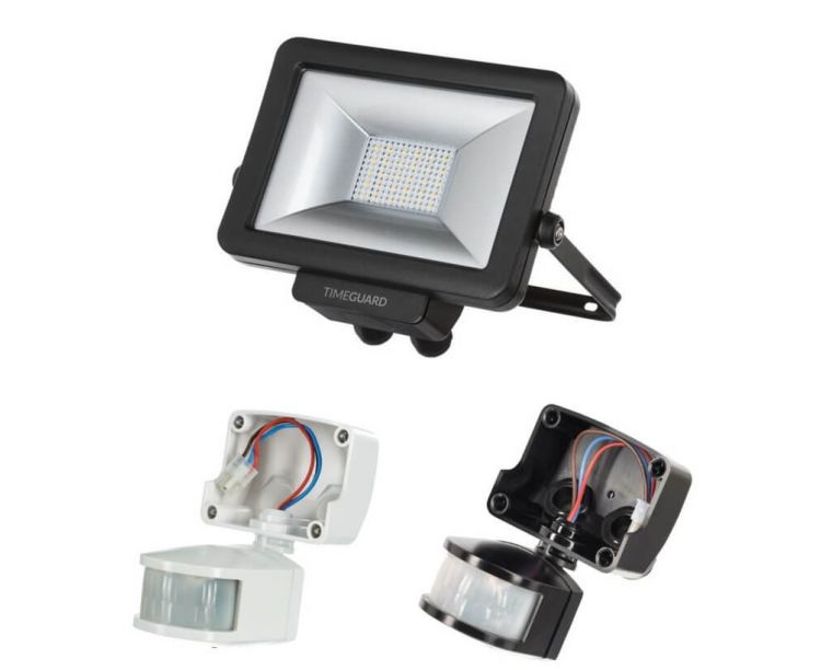 Det Evolve dele Timeguard LED Pro Slimline Floodlights Black White Photocell PIR