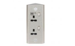 13A 2G Vertical mount switched socket with dual USB charger 5V DC 2.4A (shared)