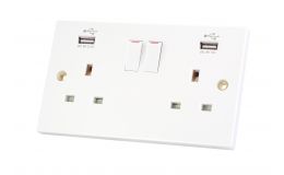 Selectric 2 Gang Switched 13Amp Socket Outlet With USB