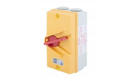 Selectric 35A 415V IP66 4P Isolator Outdoor Switch Rectangular Yellow