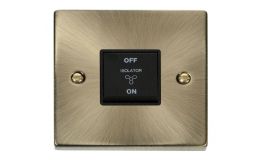 Click Deco 10A 1 Gang 3 Pole Fan Isol Switch Black Victorian Ant Brass