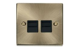 Click Deco Twin Telephone Socket Secondary Black Victorian Ant Brass