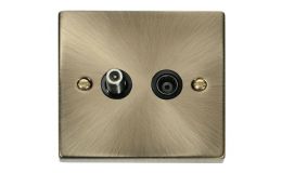 Click Deco 1 Gang Satellite & Coaxial Socket Black Victorian Ant Brass
